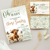 Invitation Baby shower de marguerite fleurie de vache Highlan