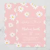 Invitation Baby shower de marguerite florale blanc et rose (Devant / Derrière)