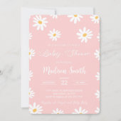 Invitation Baby shower de marguerite florale blanc et rose (Devant)