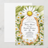 Invitation Baby shower de marguerite florale magique (Devant / Derrière)