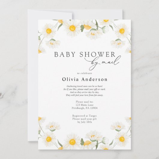 Invitation Baby shower de marguerite par courrier (Devant)