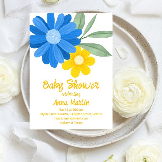 Invitation Baby shower de marguerites lumineuses