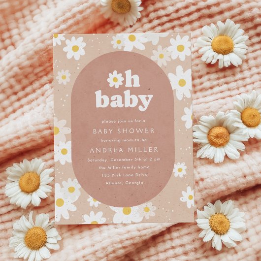 Invitation Baby shower de marguerites neutres