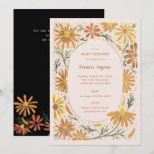 Invitation Baby shower de marguerites orange et jaune (Devant / Derrière)