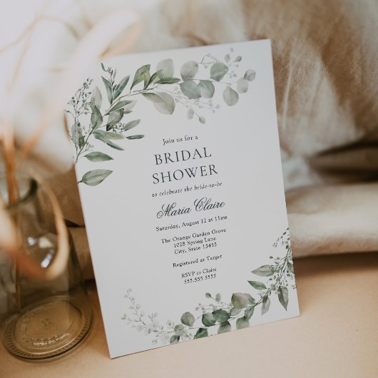 Invitation Baby Shower de Mariée à la Verdure d'Eucalyptus