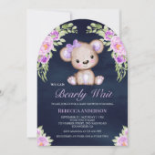 Invitation Baby shower de marine de l'ours en peluche violet (Devant)