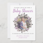 Invitation Baby shower de maternité photo florale (Devant)