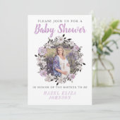Invitation Baby shower de maternité photo florale (Debout devant)