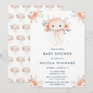 Invitation Baby shower de méduse florale