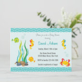 Invitation Baby shower de mer Océan Bleu (Debout devant)