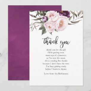 Invitation Baby shower de Merci Floral en velours profond