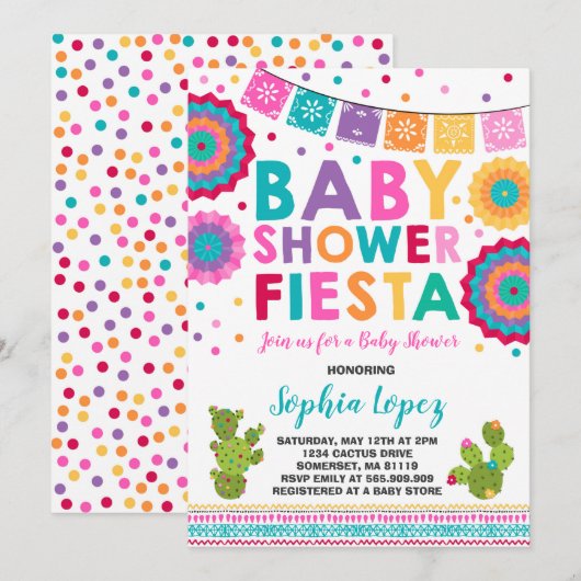 Invitation Baby shower de Mexicain d'invitation de baby (Devant / Derrière)