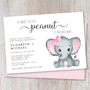 Invitation Baby shower de mignonne fille Eléphant Couples
