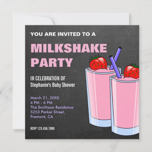Invitation Baby shower de Milkshake aux fraises (Devant)