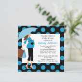 Invitation Baby shower de Mod Mom Blue Boy (Debout devant)