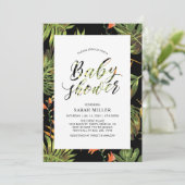 Invitation Baby shower de modèle floral tropical (Debout devant)