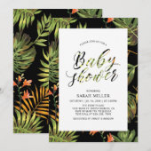 Invitation Baby shower de modèle floral tropical (Devant / Derrière)