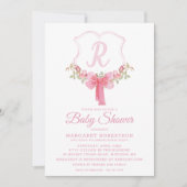 Invitation Baby shower de monogramme d'aquarelle (Devant)