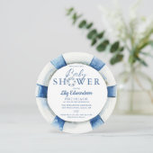 Invitation Baby shower de monogramme de bouée marine (Debout devant)