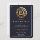 Invitation Baby shower de monogramme préppy Horseshoe Plaid (Devant)
