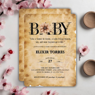 Invitation Baby shower de monogramme Vintage pour bébé