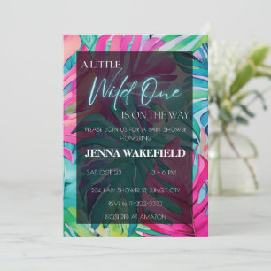 Invitation Baby shower de Monstera Feuille de Neon Palm Tropi