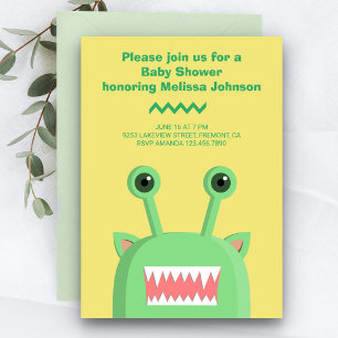 Invitation Baby Shower de Monstre Mignon et Drôle