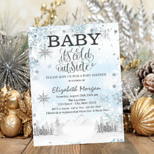 Invitation Baby shower de montagne de la forêt de Snowflakes