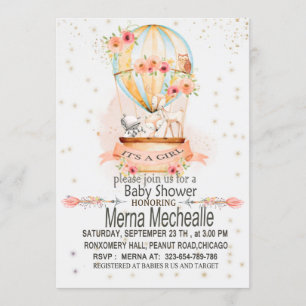 Invitation baby shower de montgolfière