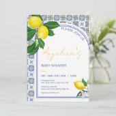 Invitation Baby shower de mosaïque de citron méditerranéen it (Debout devant)