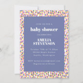 Invitation Baby shower de Motif de points Abstrait violet Jou (Devant)