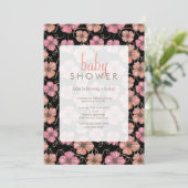 Invitation Baby shower de motifs floraux aquarelle (Debout devant)