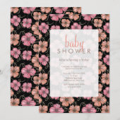 Invitation Baby shower de motifs floraux aquarelle (Devant / Derrière)