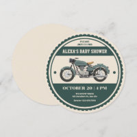 Baby shower de moto vintage rétro vert classique