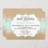 Invitation Baby shower de mousse de mer de dentelle moderne R (Devant / Derrière)