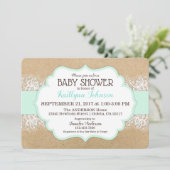Invitation Baby shower de mousse de mer de dentelle moderne R (Debout devant)