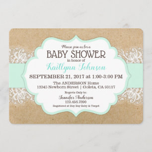 Invitation Baby shower de mousse de mer de dentelle moderne R