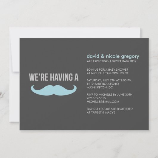 Invitation Baby shower de moustache (Devant)