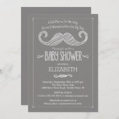 Invitation Baby shower de moustache gris moderne (Devant / Derrière)