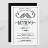 Invitation Baby shower de Moustache moderne (Devant / Derrière)