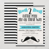 Invitation Baby shower de moustache Twins Little M (Devant / Derrière)