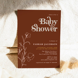 Invitation BABY SHOWER de moutarde rouille de FARRAH Retro 70