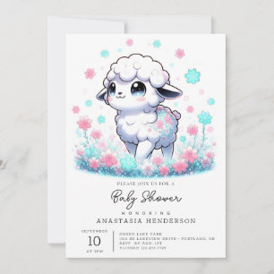 Invitation Baby shower de mouton enchanté