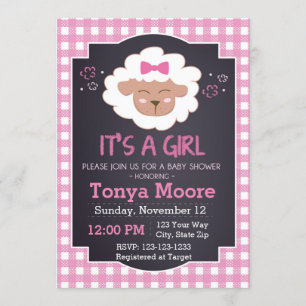 Invitation Baby shower de mouton rose