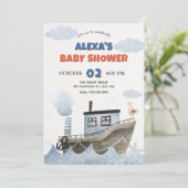 Invitation Baby shower de navire mignon (Debout devant)