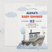 Invitation Baby shower de navire mignon (Devant / Derrière)