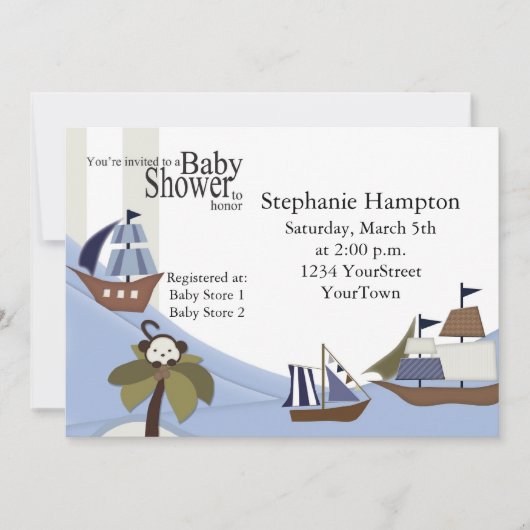 Invitation Baby shower de navires (Devant)