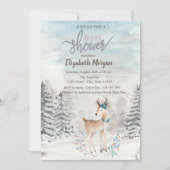 Invitation Baby shower de neige de la forêt de chevreuils (Devant)