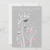 Invitation Baby shower de neige rose et gris hiver (Dos)