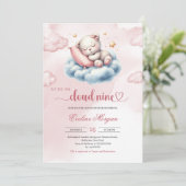 Invitation Baby shower de neuf filles de l'ours en peluche qu (Debout devant)